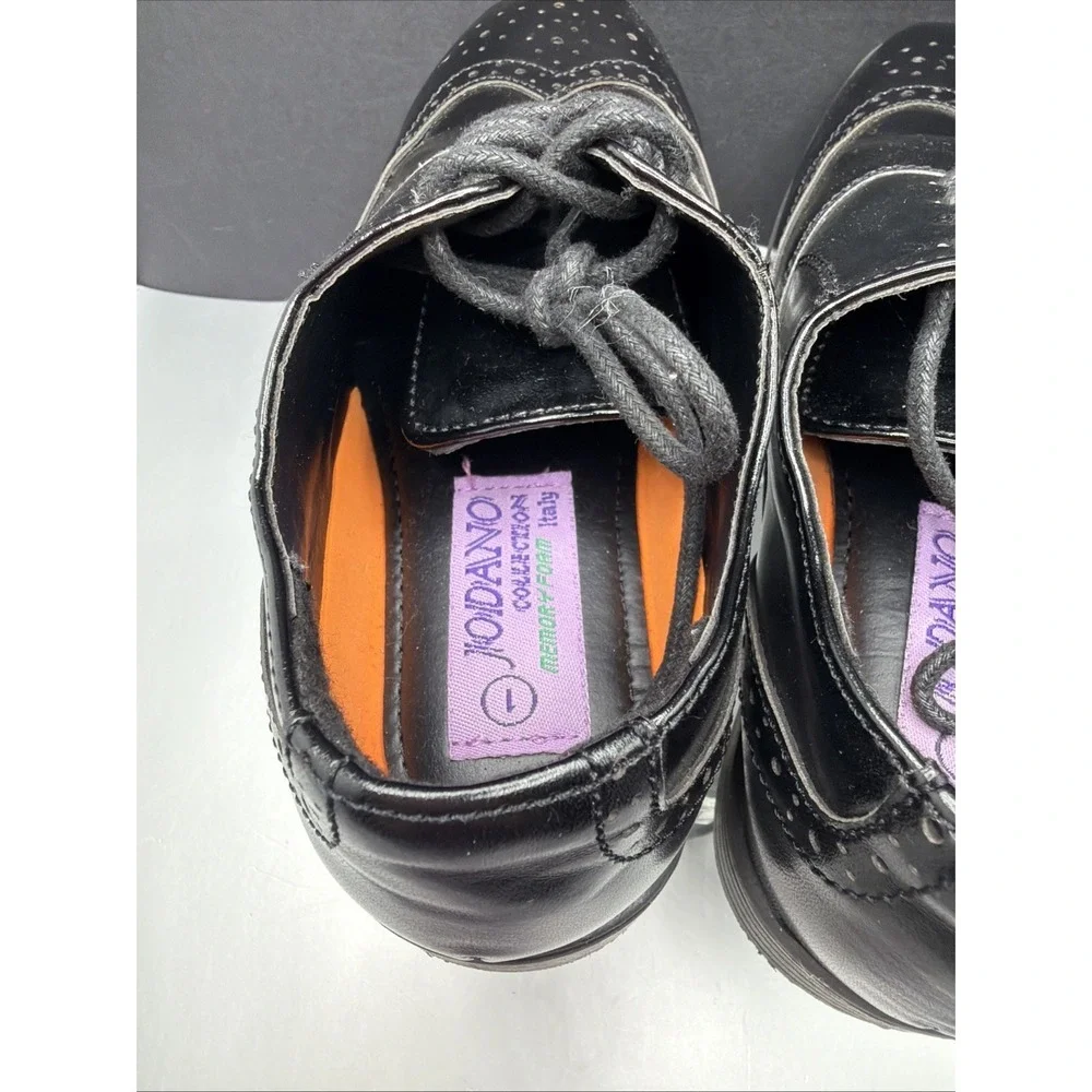 Jodano Oxford Shoes Boys US 7 Black Leather Memory Foam Formal Round Toe Lace Up